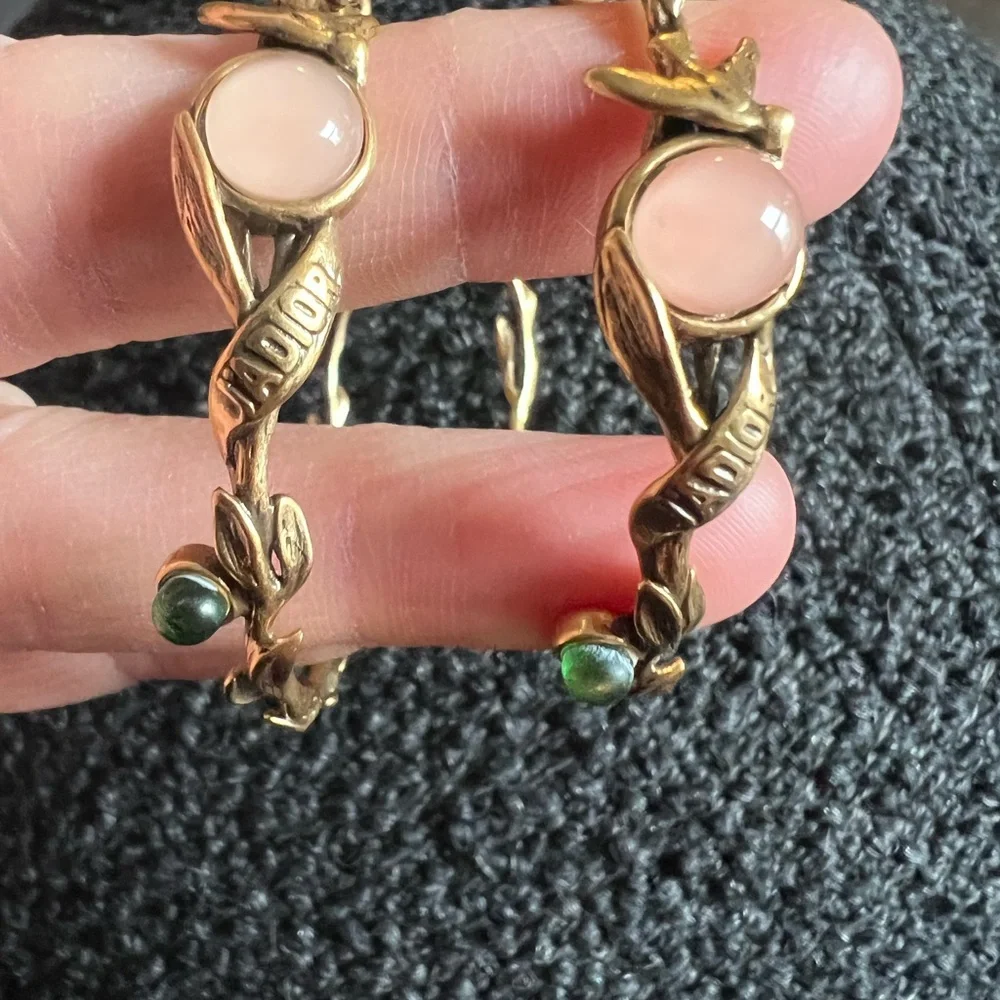 Elegant Gold and Green Women's hoop earrings - Picture 6 of 14